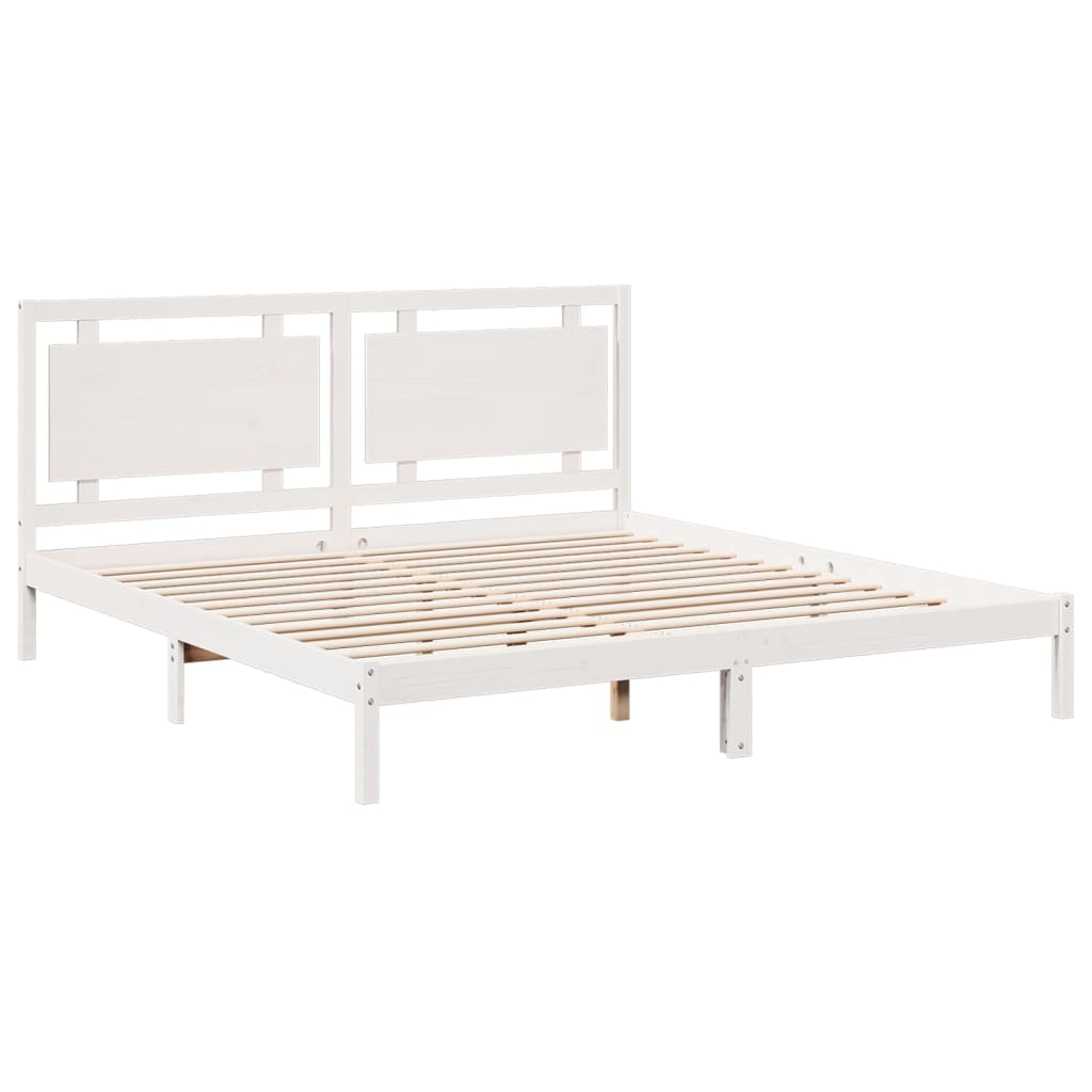 Extra Long Bed Frame without Mattress White 200x220 cm Solid Wood
