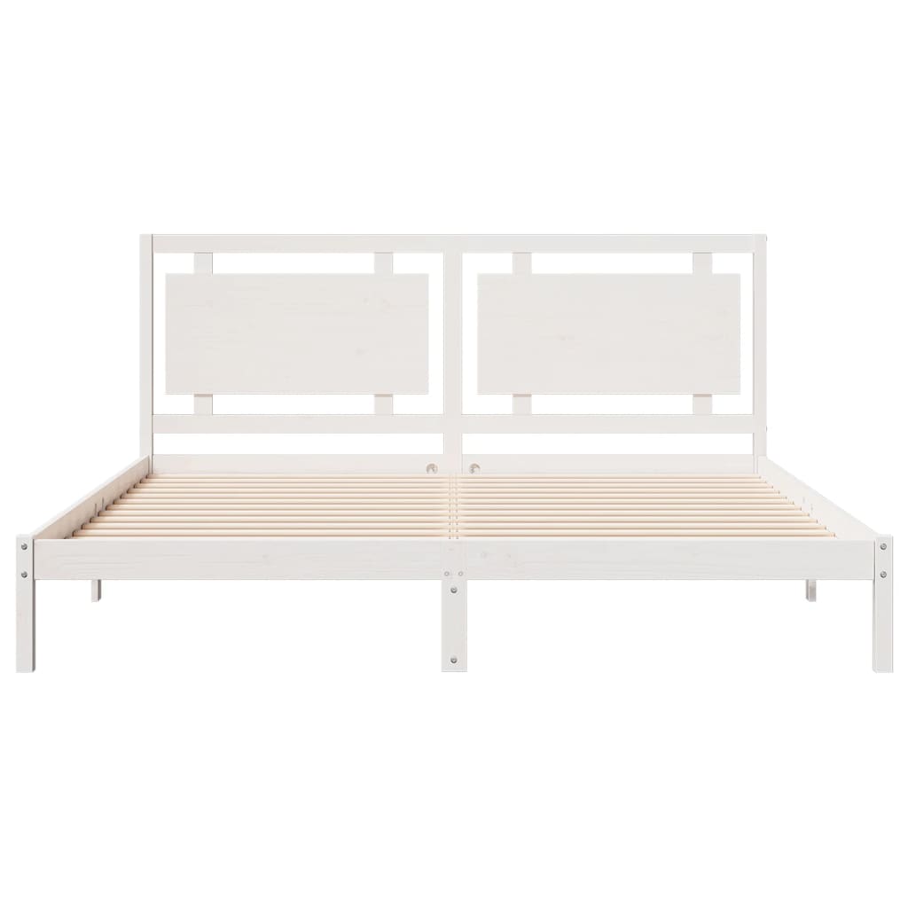 Extra Long Bed Frame without Mattress White 200x220 cm Solid Wood