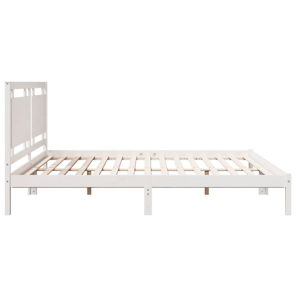 Extra Long Bed Frame without Mattress White 200x220 cm Solid Wood