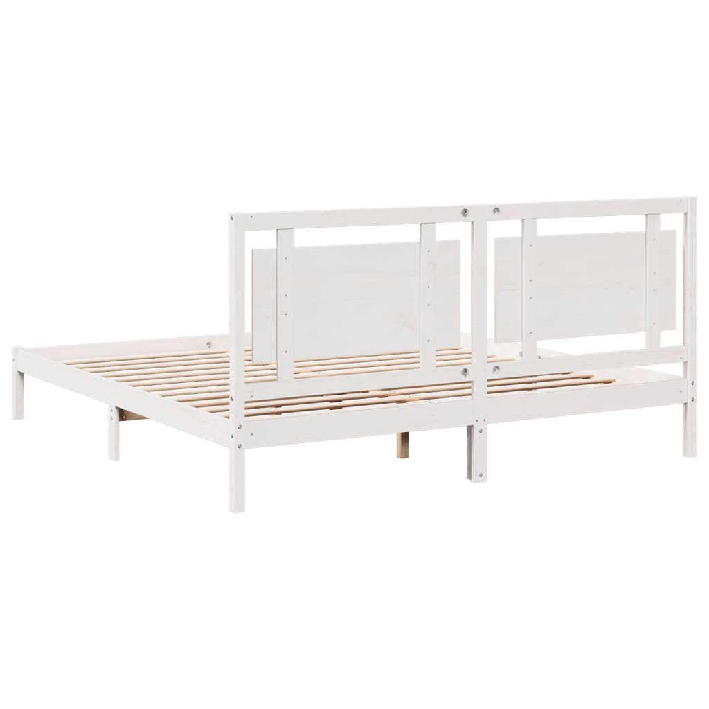Extra Long Bed Frame without Mattress White 200x220 cm Solid Wood