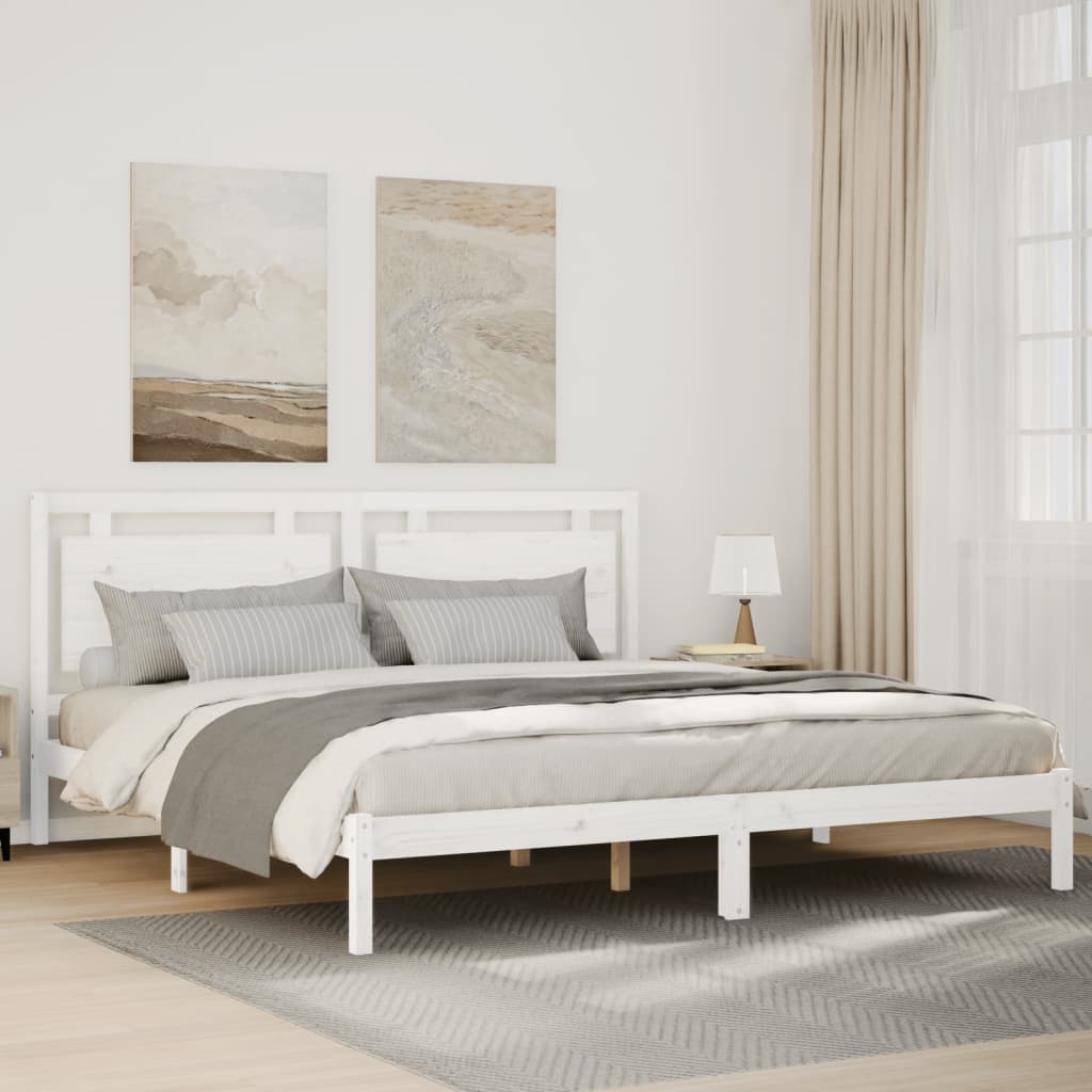 Extra Long Bed Frame without Mattress White 200x220 cm Solid Wood