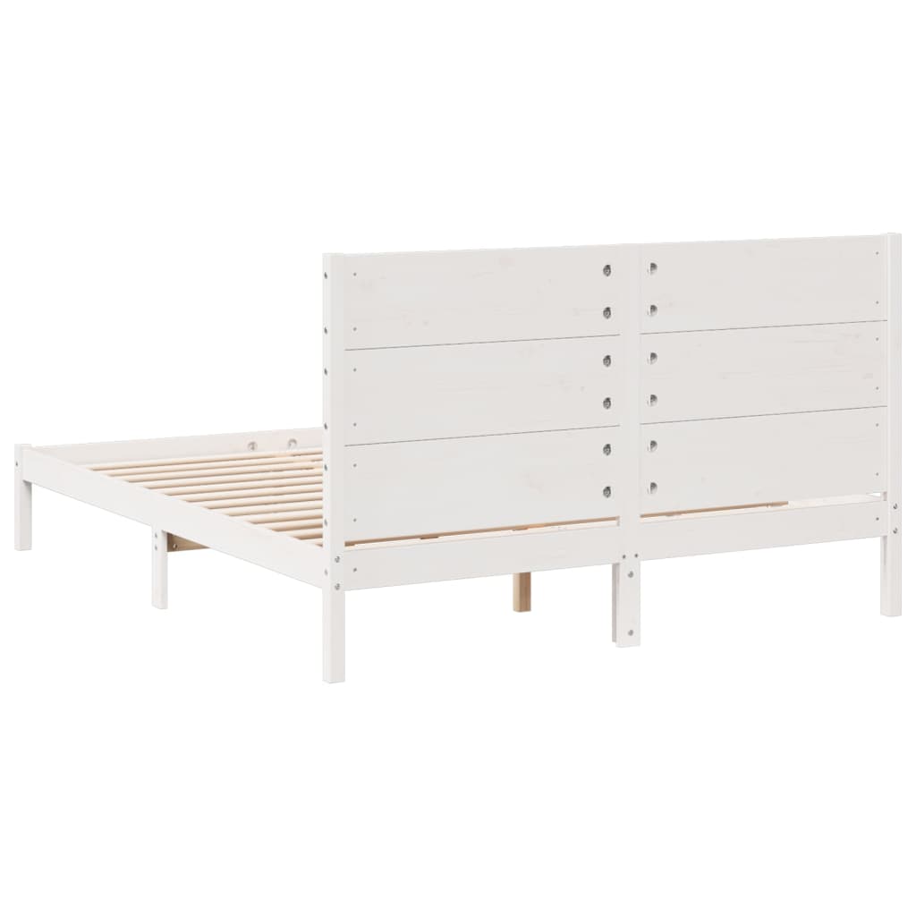 Extra Long Bed Frame without Mattress White 140x220 cm Solid Wood