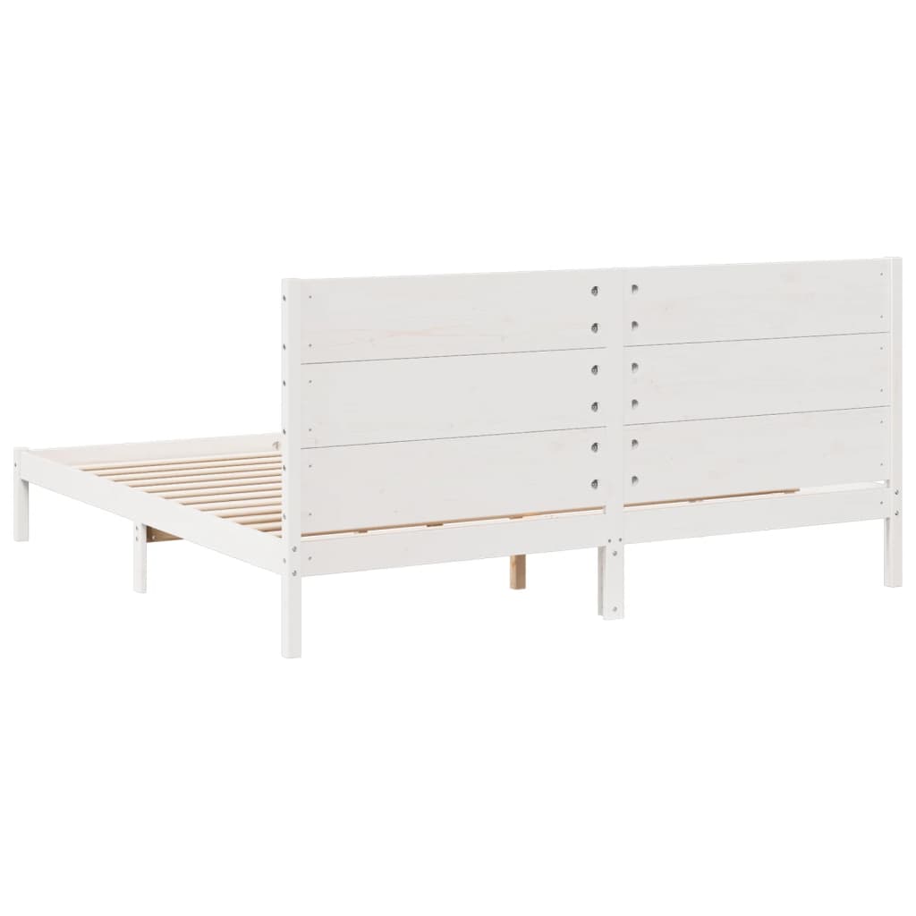 Extra Long Bed Frame without Mattress White 200x220 cm Solid Wood