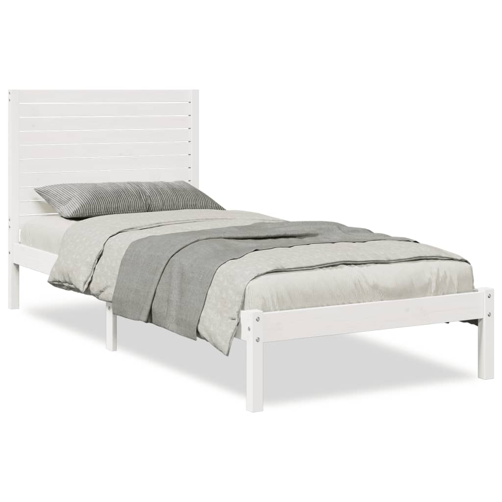Extra Long Bed Frame without Mattress White 90x210 cm Solid Wood