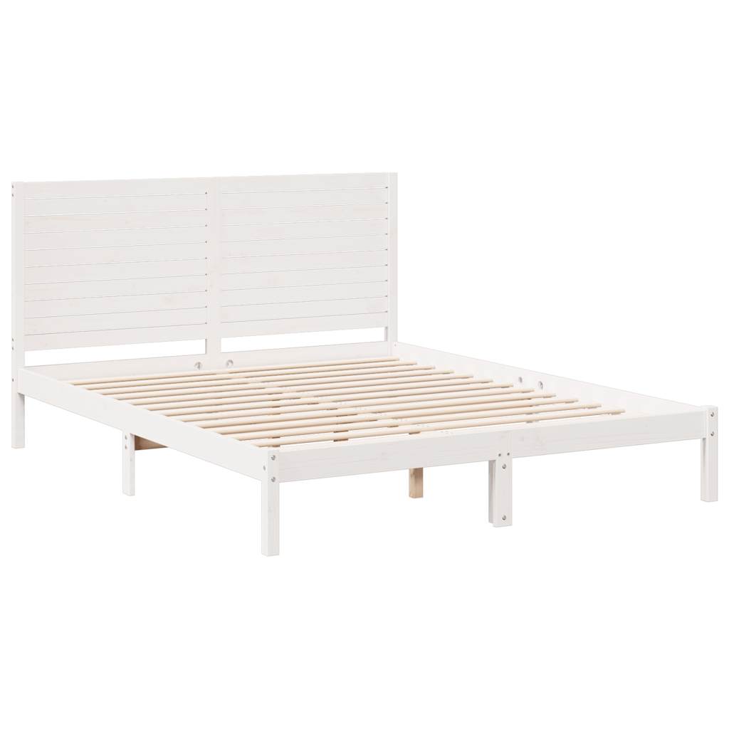 Extra Long Bed Frame without Mattress White 140x210 cm Solid Wood
