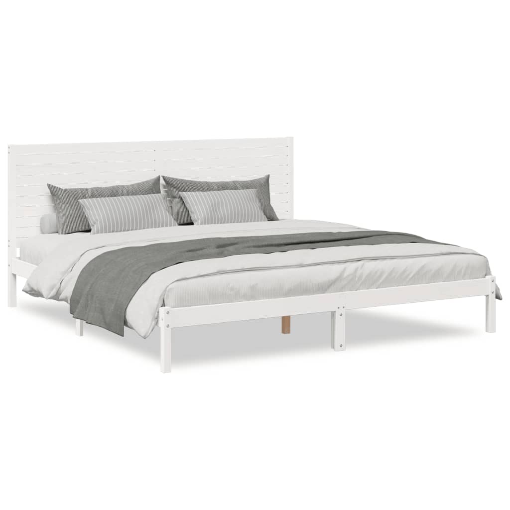 Extra Long Bed Frame without Mattress White 180x210 cm Solid Wood