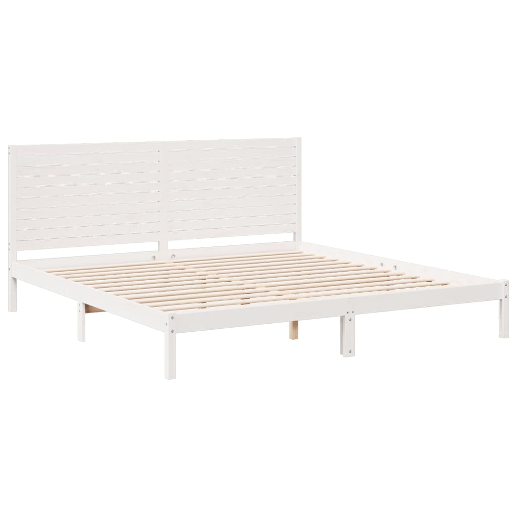Extra Long Bed Frame without Mattress White 180x210 cm Solid Wood