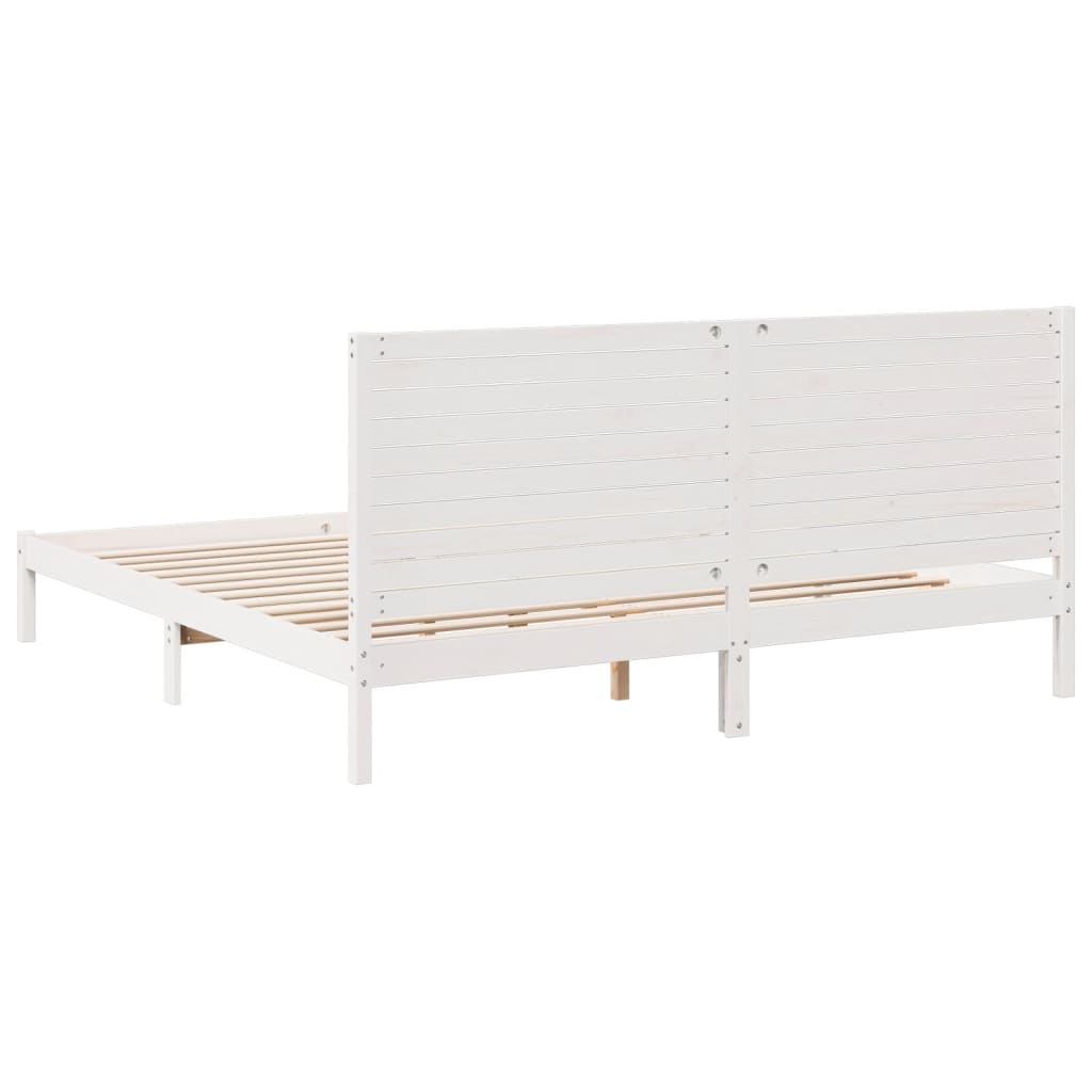 Extra Long Bed Frame without Mattress White 180x210 cm Solid Wood