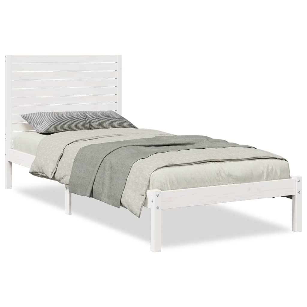 Extra Long Bed Frame without Mattress White 90x220 cm Solid Wood
