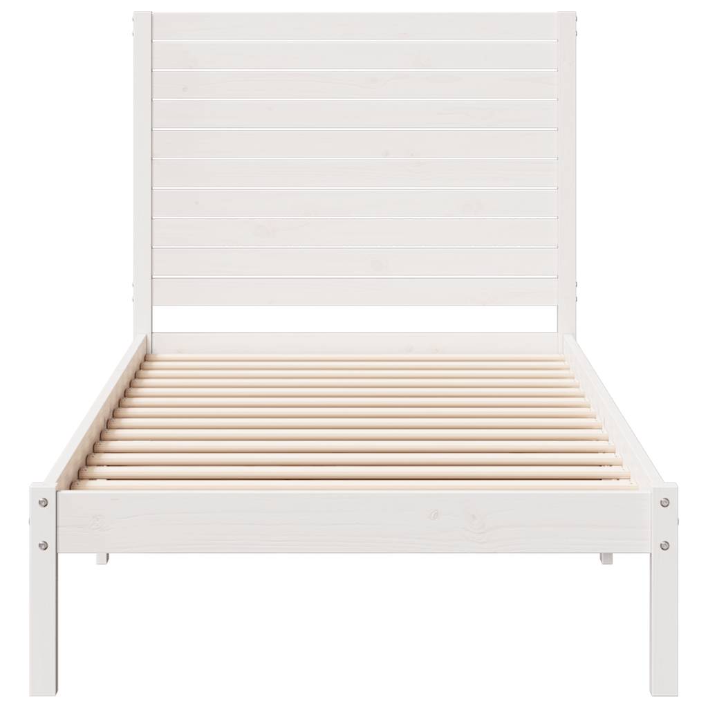 Extra Long Bed Frame without Mattress White 90x220 cm Solid Wood