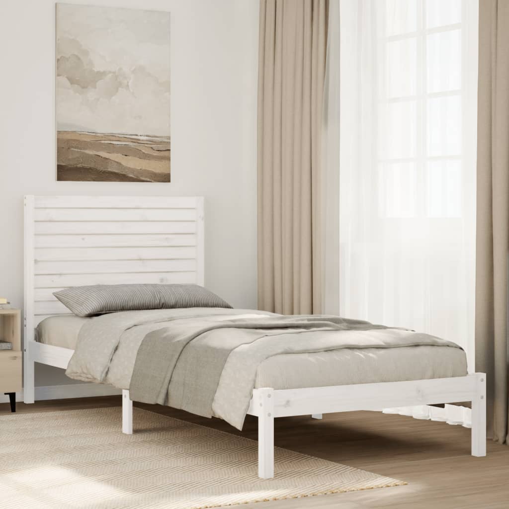 Extra Long Bed Frame without Mattress White 90x220 cm Solid Wood