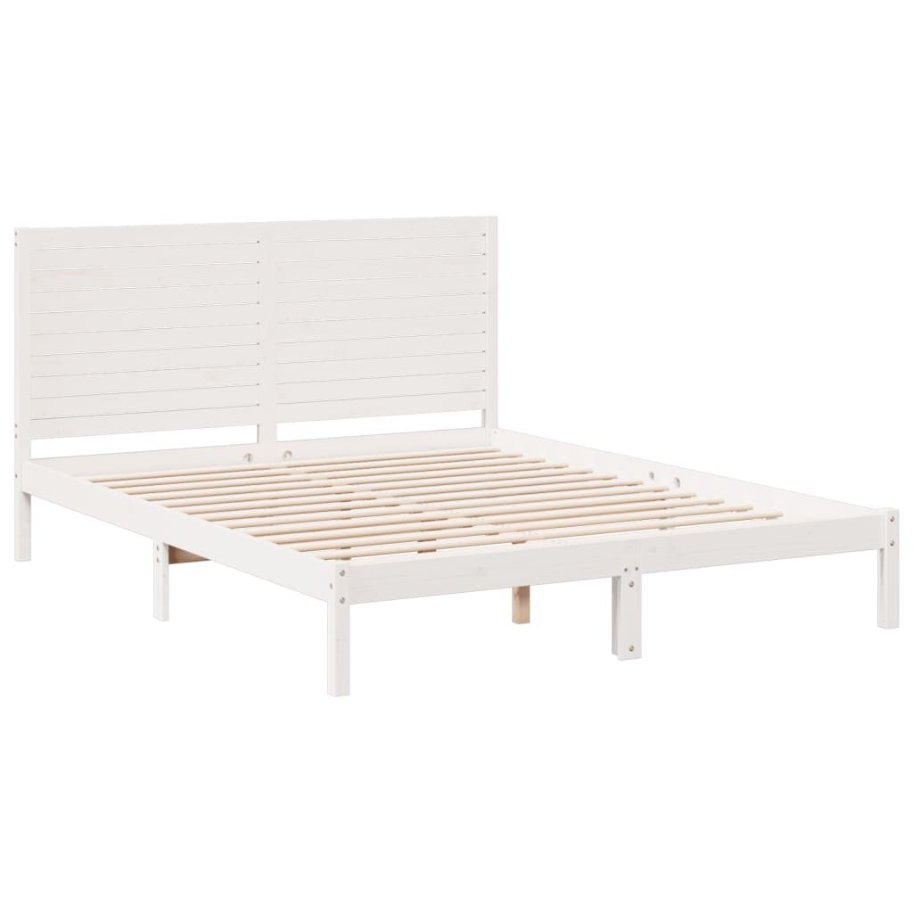 Extra Long Bed Frame without Mattress White 160x220 cm Solid Wood