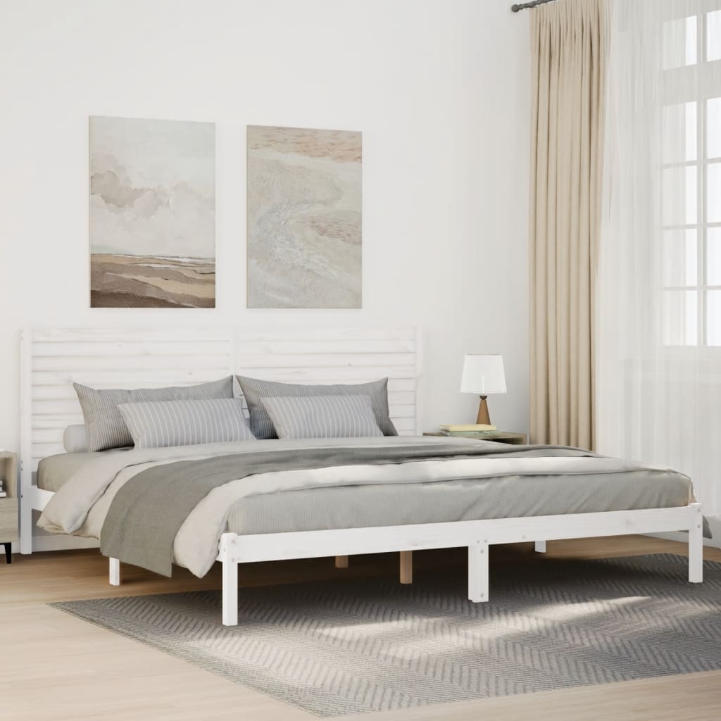 Extra Long Bed Frame without Mattress White 180x220 cm Solid Wood