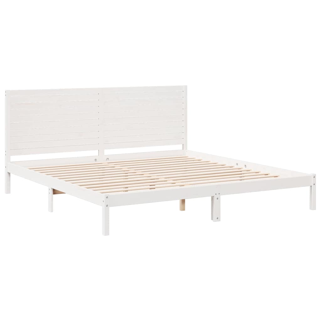 Extra Long Bed Frame without Mattress White 200x220 cm Solid Wood