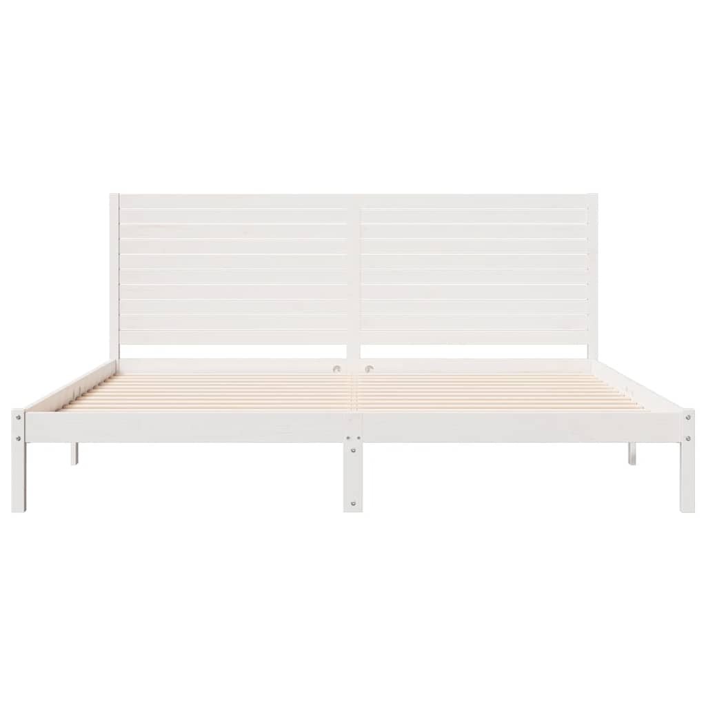 Extra Long Bed Frame without Mattress White 200x220 cm Solid Wood
