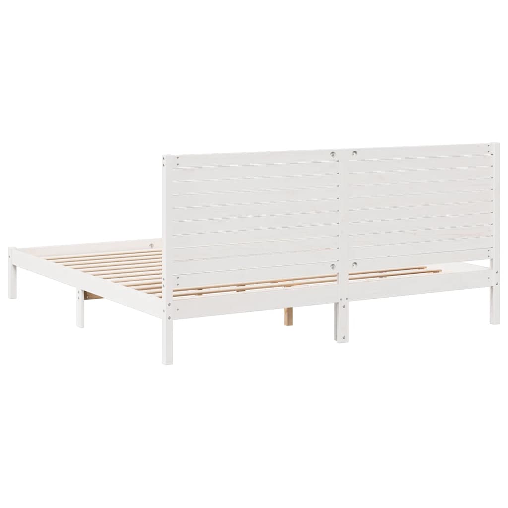 Extra Long Bed Frame without Mattress White 200x220 cm Solid Wood