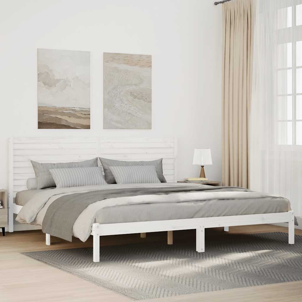 Extra Long Bed Frame without Mattress White 200x220 cm Solid Wood