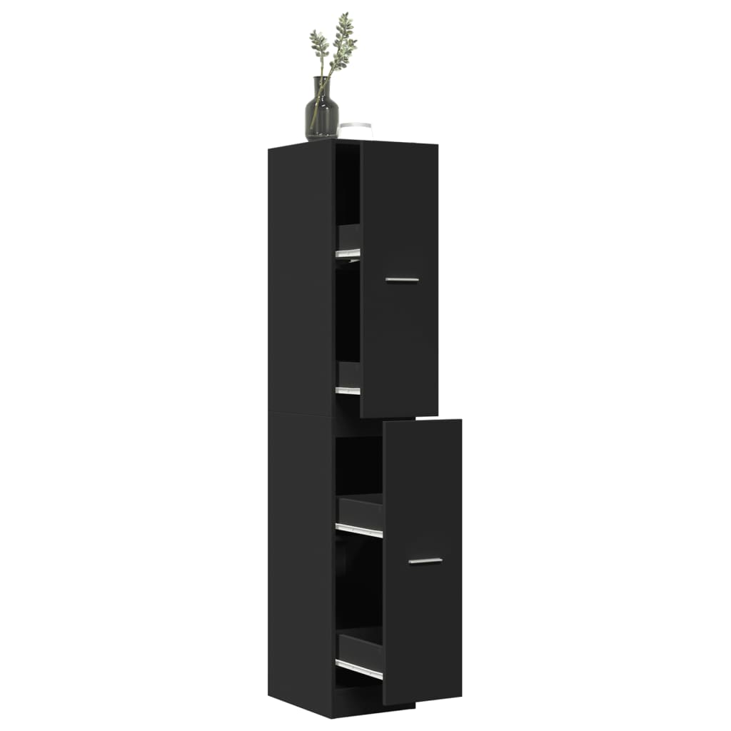 Apothecary Cabinet Black 30x41x174.5 cm Engineered Wood