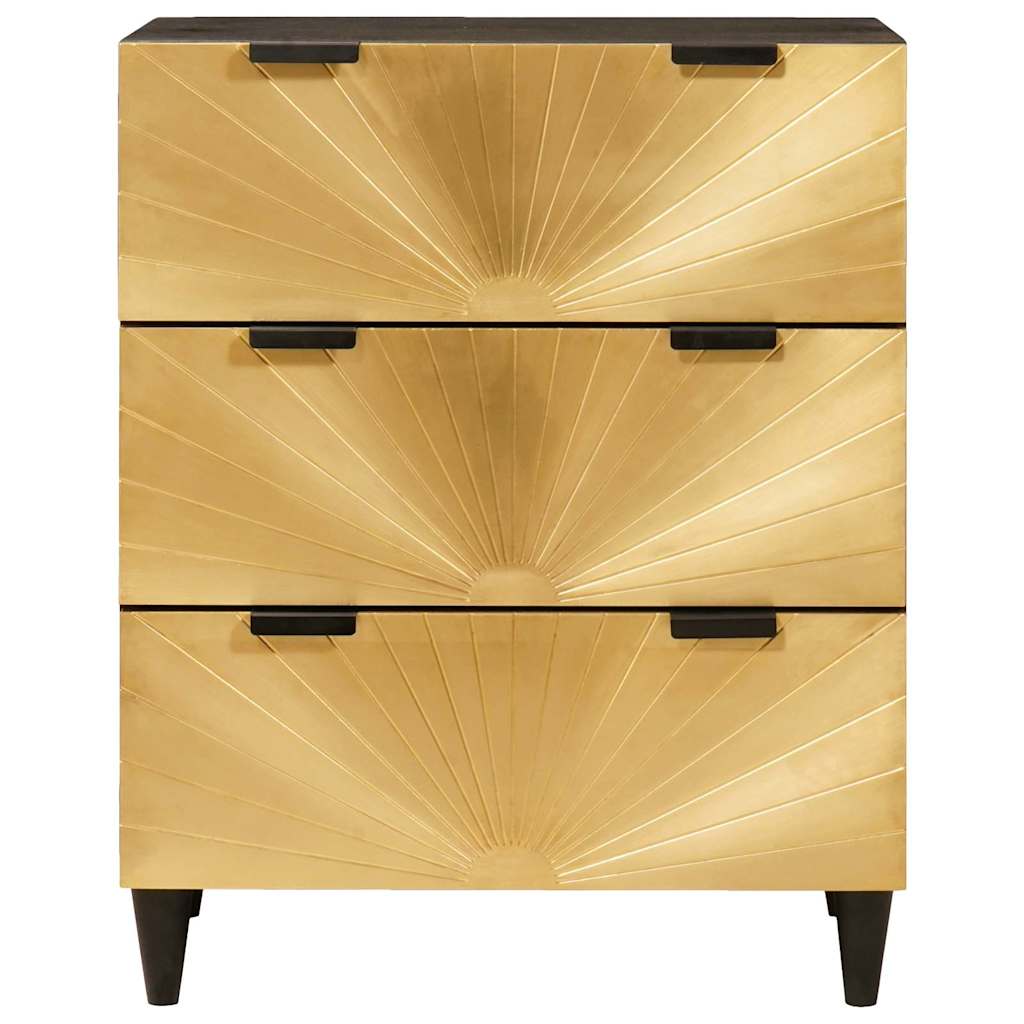 Sideboard 2 pcs Black and Gold 60 x 33 x 75 cm Solid mango wood