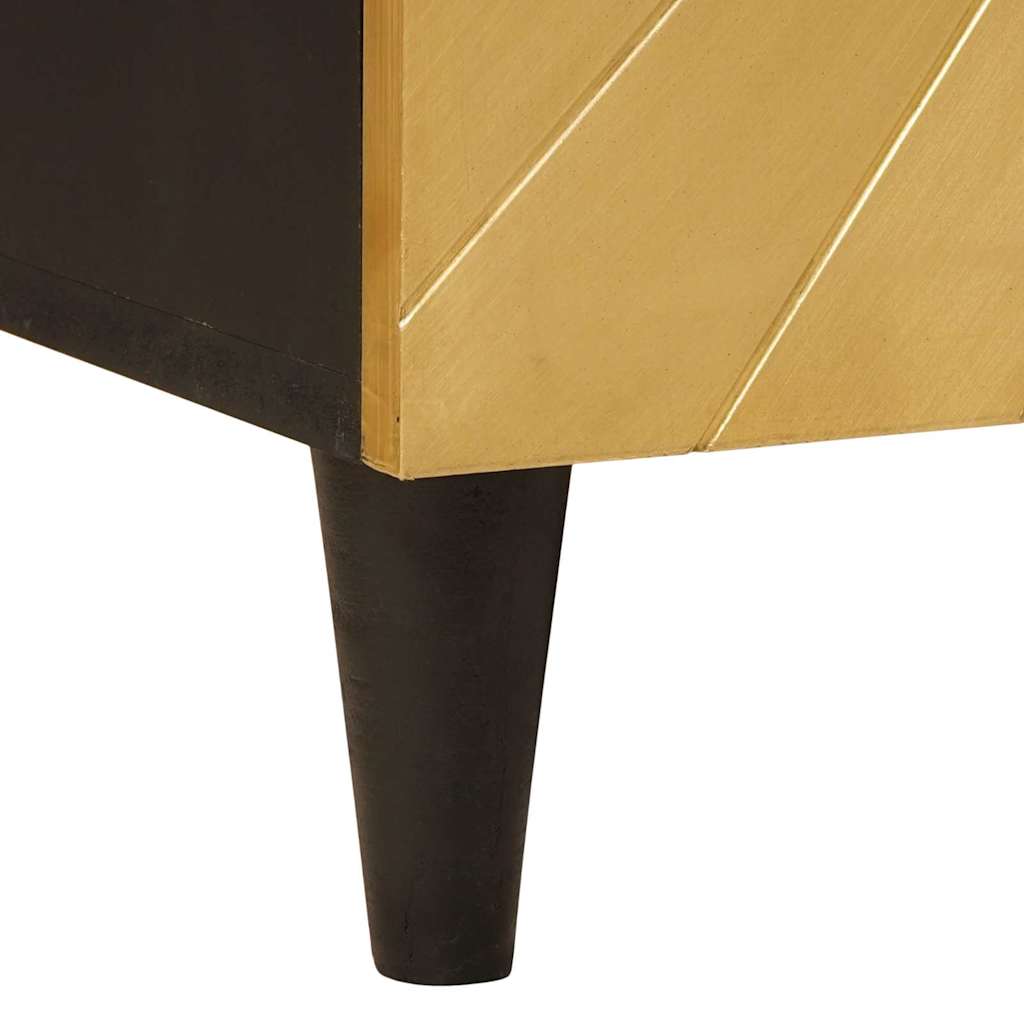 Sideboard 3 pcs Black and Gold 60 x 33 x 75 cm Solid mango wood