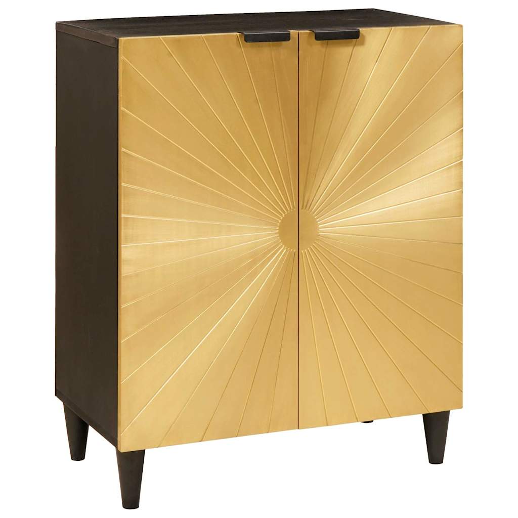 Sideboard 3 pcs Black and Gold 60 x 33 x 75 cm Solid mango wood