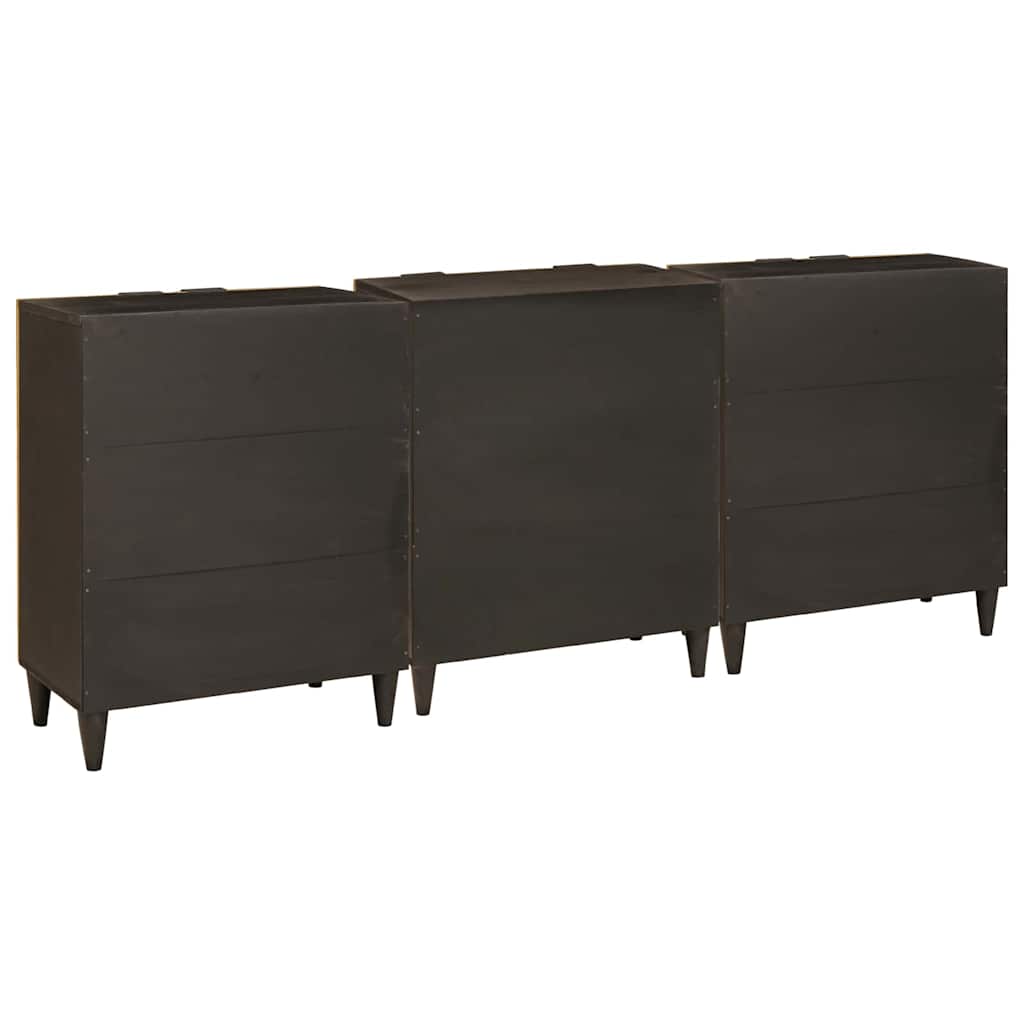 Sideboard 3 pcs Black and Gold 60 x 33 x 75 cm Solid mango wood