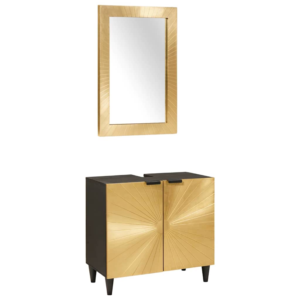 Bathroom Furniture Sets 2 pcs Black and Gold 62 x 33 x 58 cm