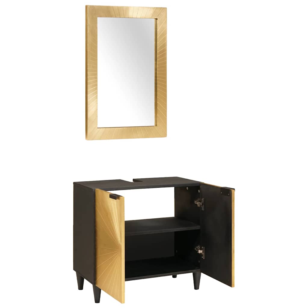Bathroom Furniture Sets 2 pcs Black and Gold 62 x 33 x 58 cm