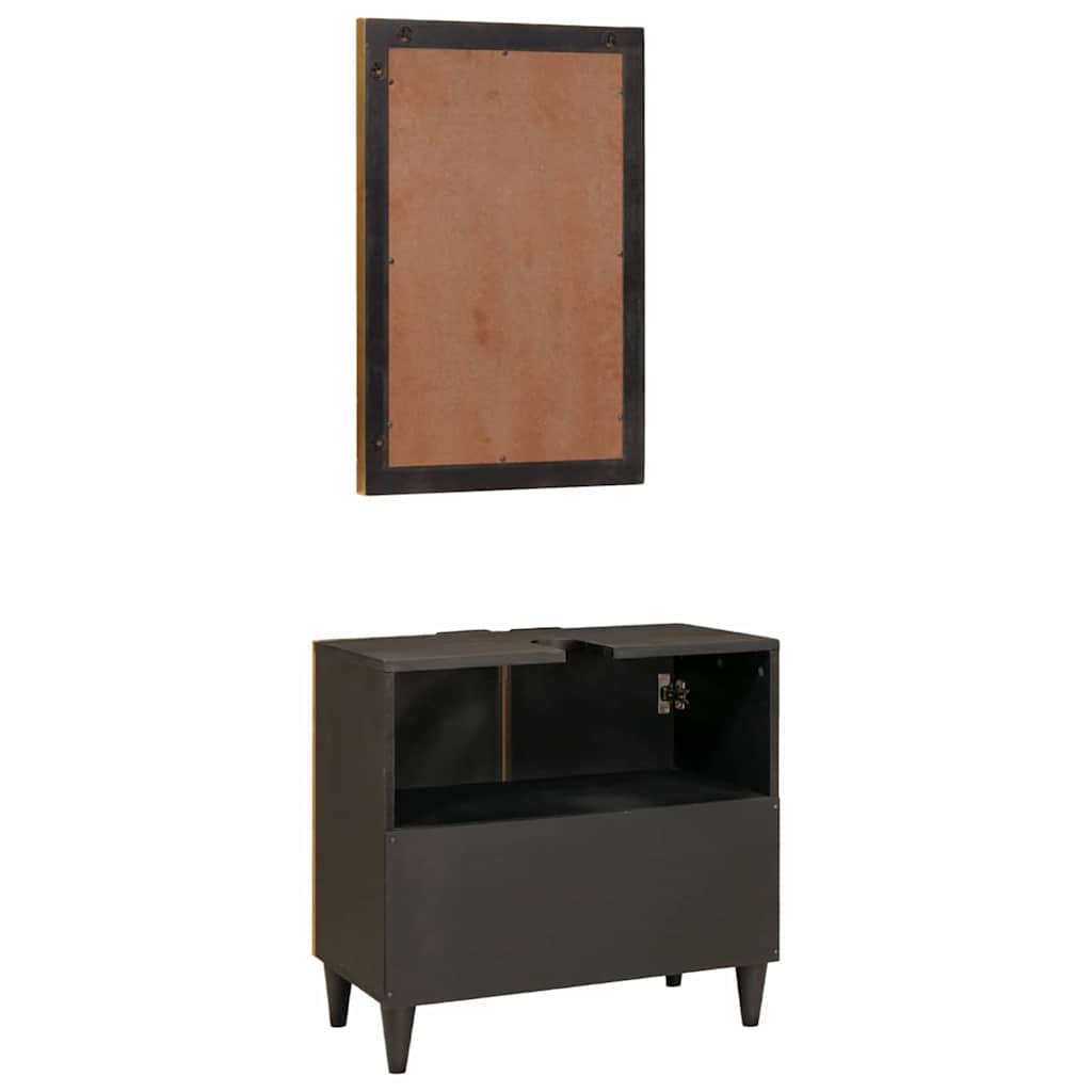 Bathroom Furniture Sets 2 pcs Black and Gold 62 x 33 x 58 cm