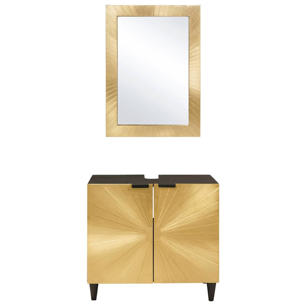 Bathroom Furniture Sets 2 pcs Black and Gold 62 x 33 x 58 cm