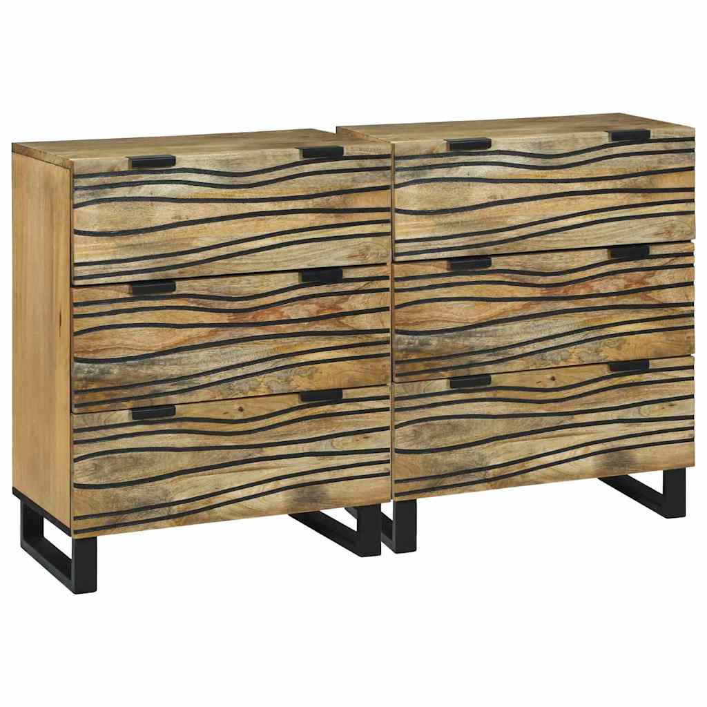 Sideboards 2 pcs Brown 60 x 33.5 x 75 cm Solid mango wood