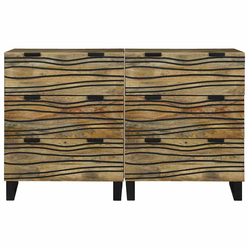 Sideboards 2 pcs Brown 60 x 33.5 x 75 cm Solid mango wood