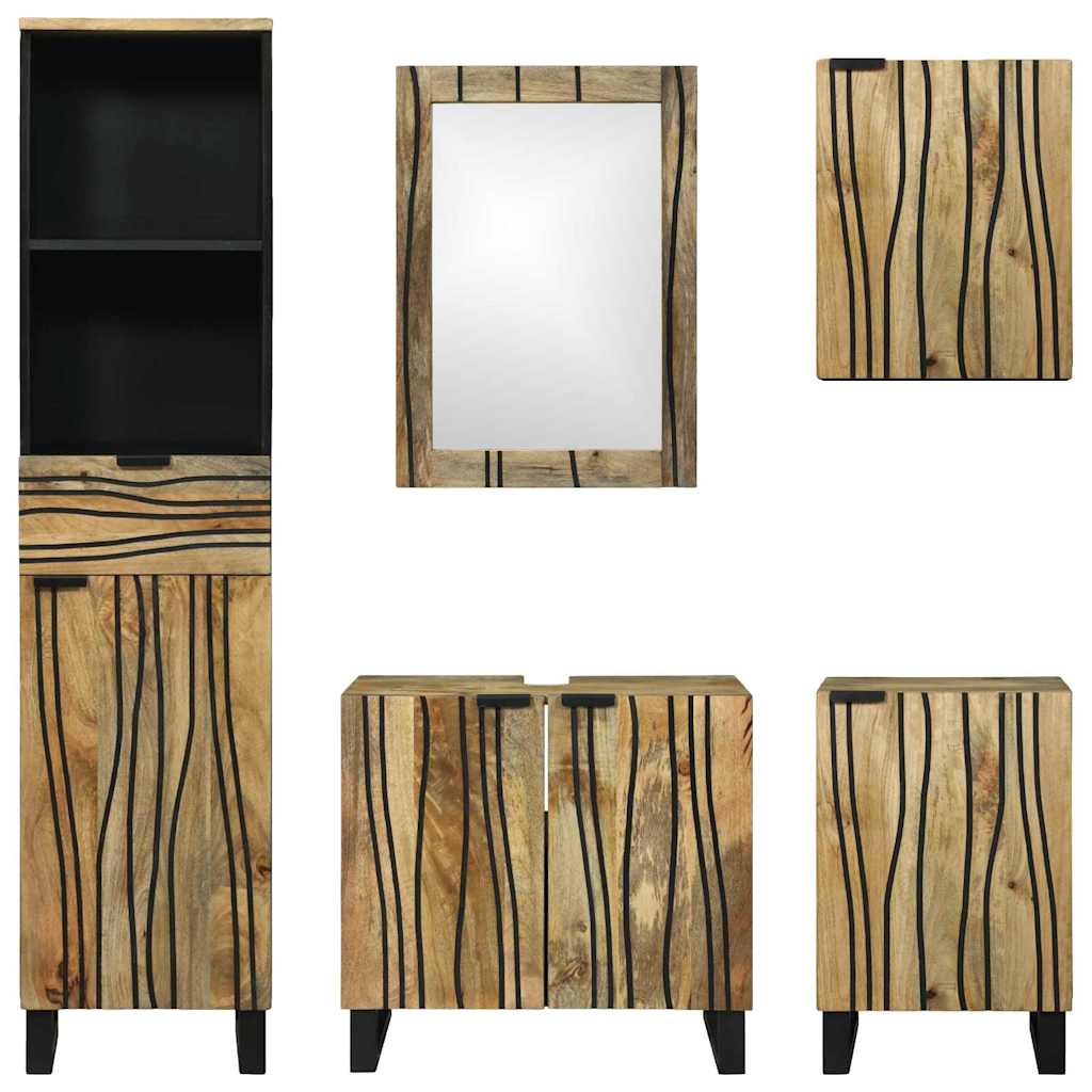 Bathroom Furniture Set with Drawer 5 pcs Brown 38 x 33 x 160 cm