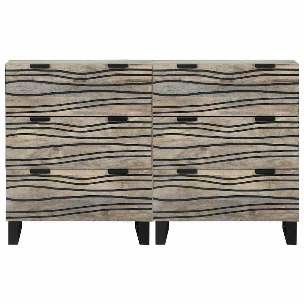 Sideboards 2 pcs White 60 x 33.5 x 75 cm Solid mango wood