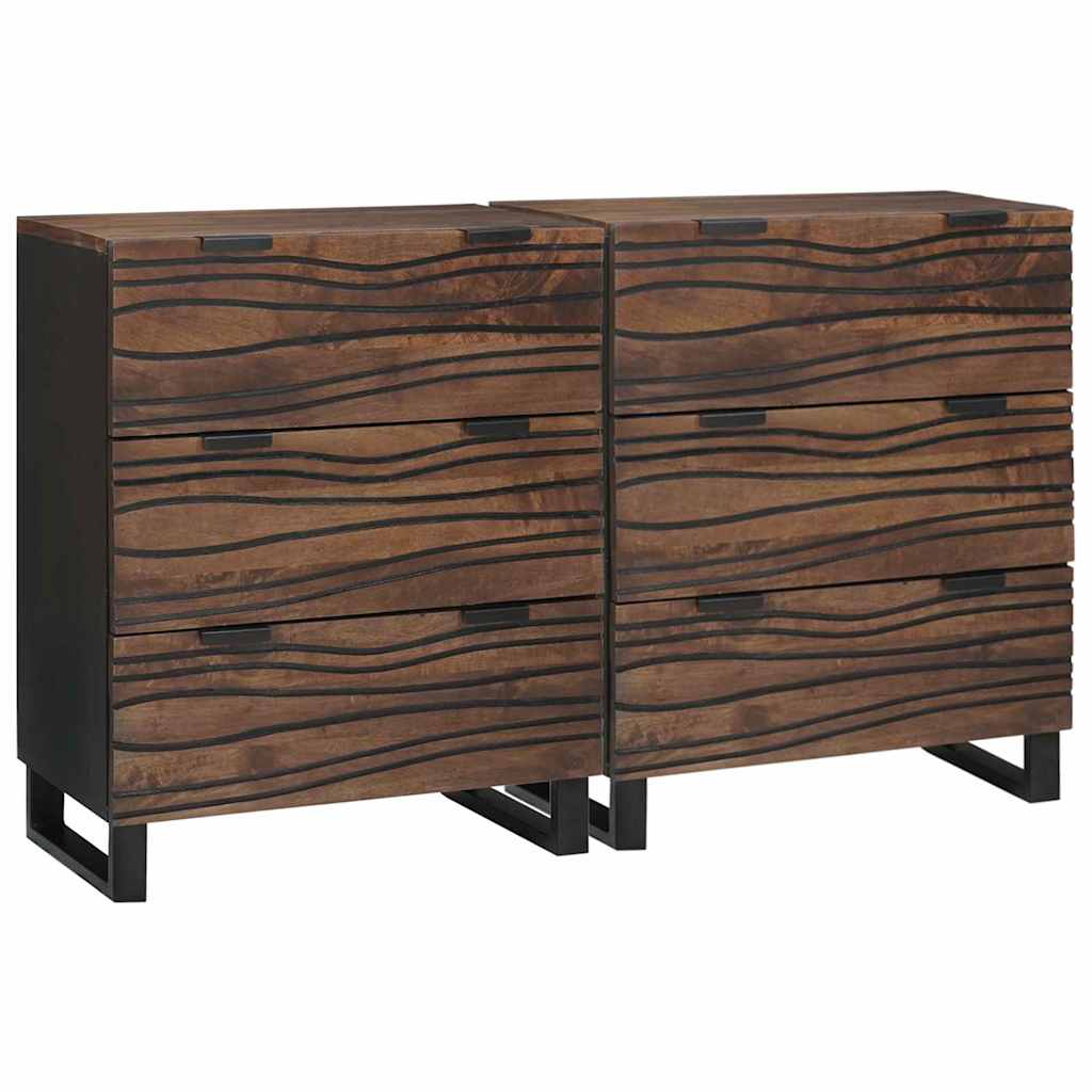 Sideboards 2 pcs Brown 60 x 33.5 x 75 cm Solid mango wood