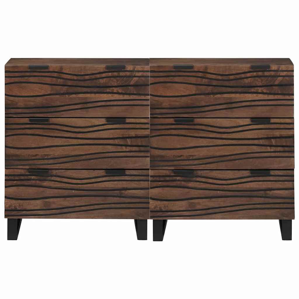 Sideboards 2 pcs Brown 60 x 33.5 x 75 cm Solid mango wood