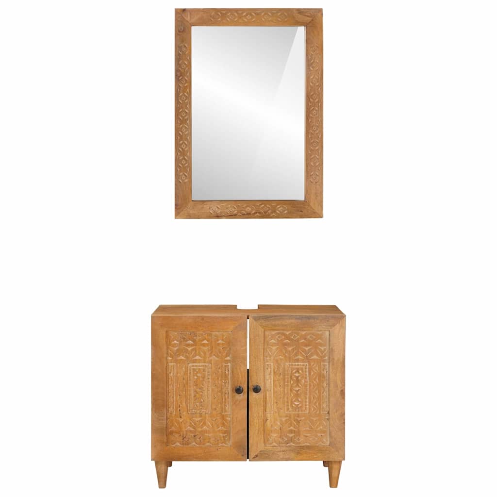 Bathroom Furniture Set Wall-mounted 2 pcs Brown 62 x 33 x 58 cm