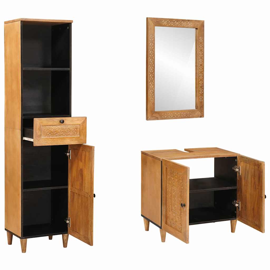 Bathroom Furniture Set with Drawer 3 pcs Brown 38 x 33 x 160 cm