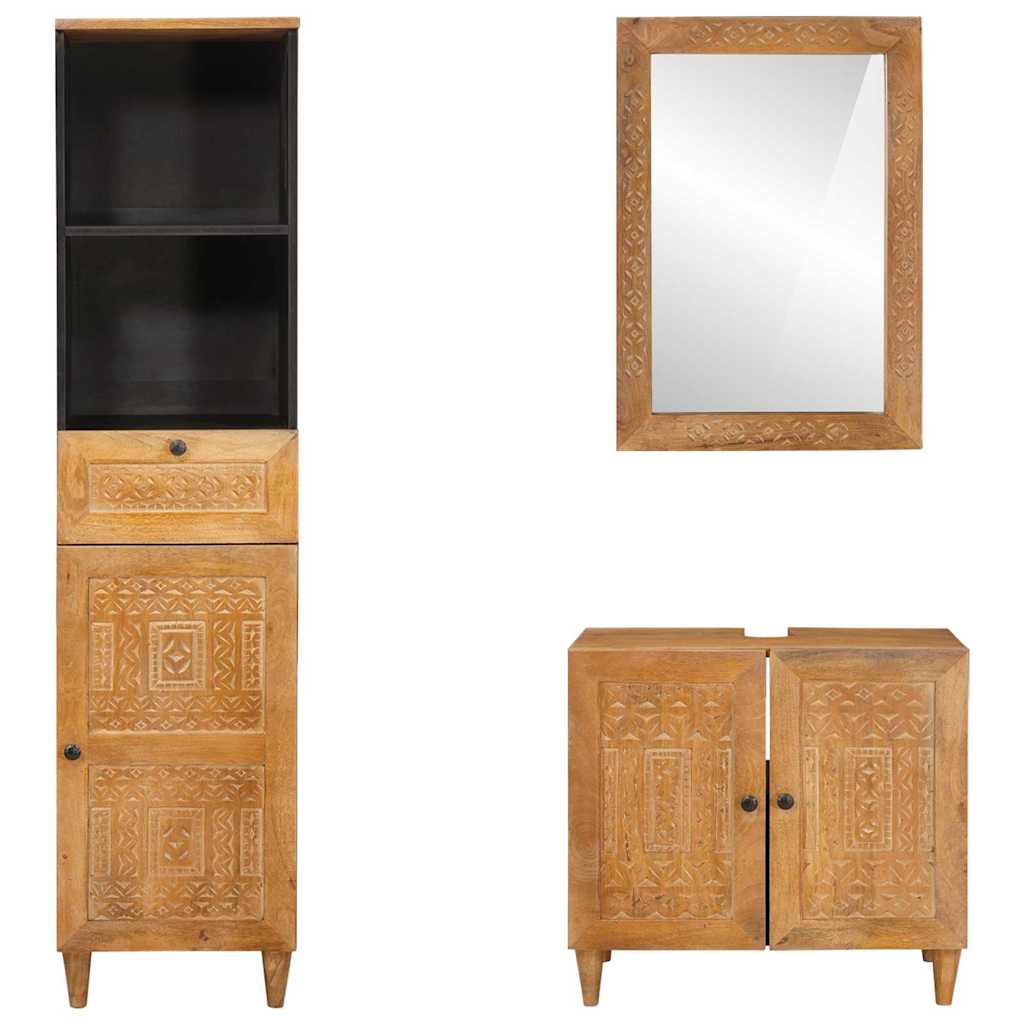 Bathroom Furniture Set with Drawer 3 pcs Brown 38 x 33 x 160 cm