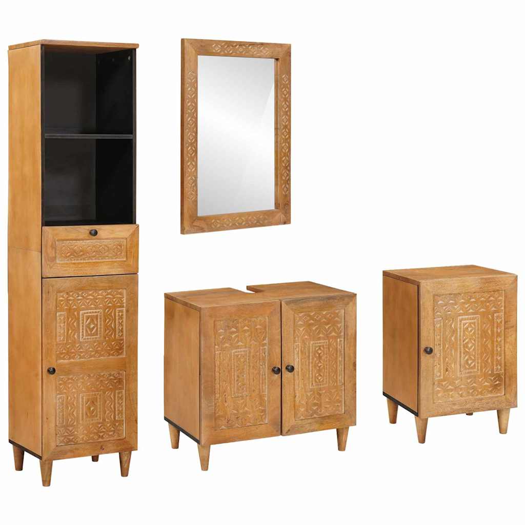 Bathroom Furniture Set with Drawer 4 pcs Brown 38 x 33 x 160 cm