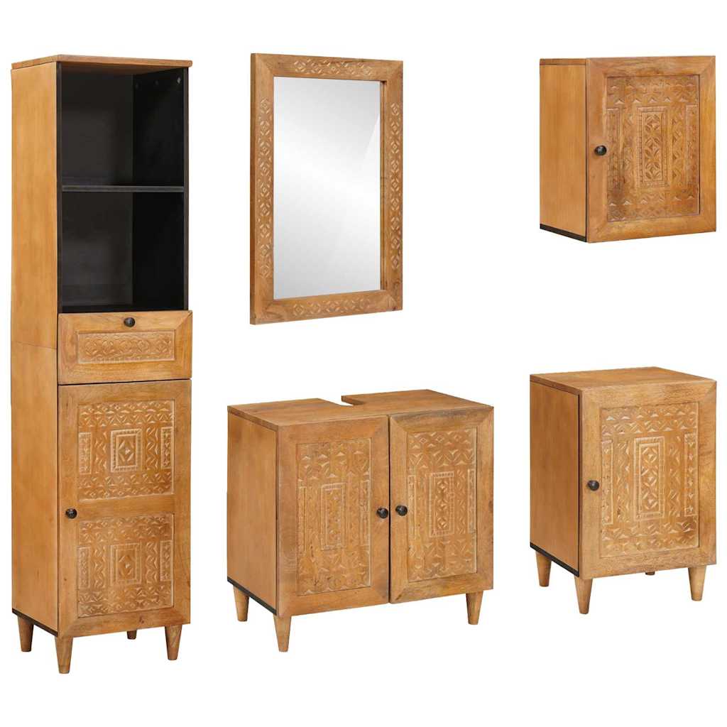 Bathroom Furniture Set with Drawer 5 pcs Brown 38 x 33 x 160 cm