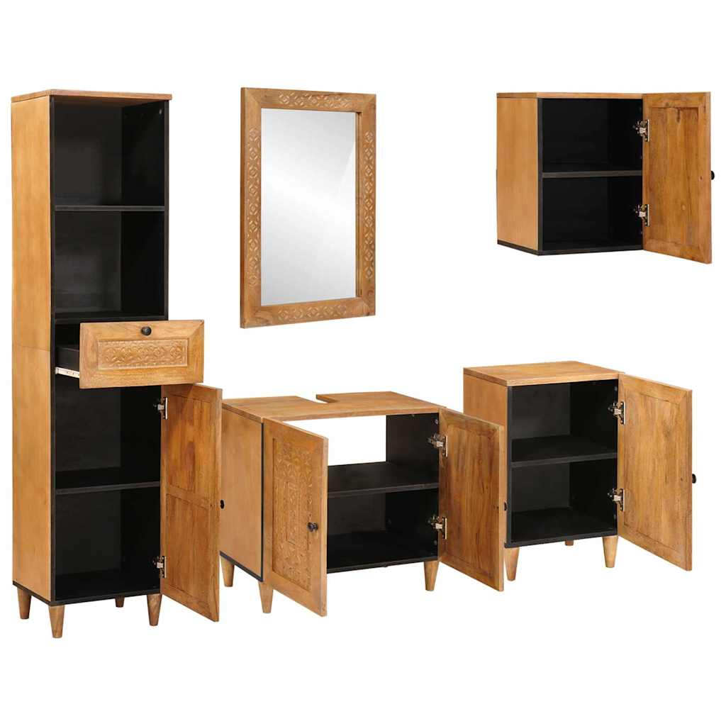 Bathroom Furniture Set with Drawer 5 pcs Brown 38 x 33 x 160 cm