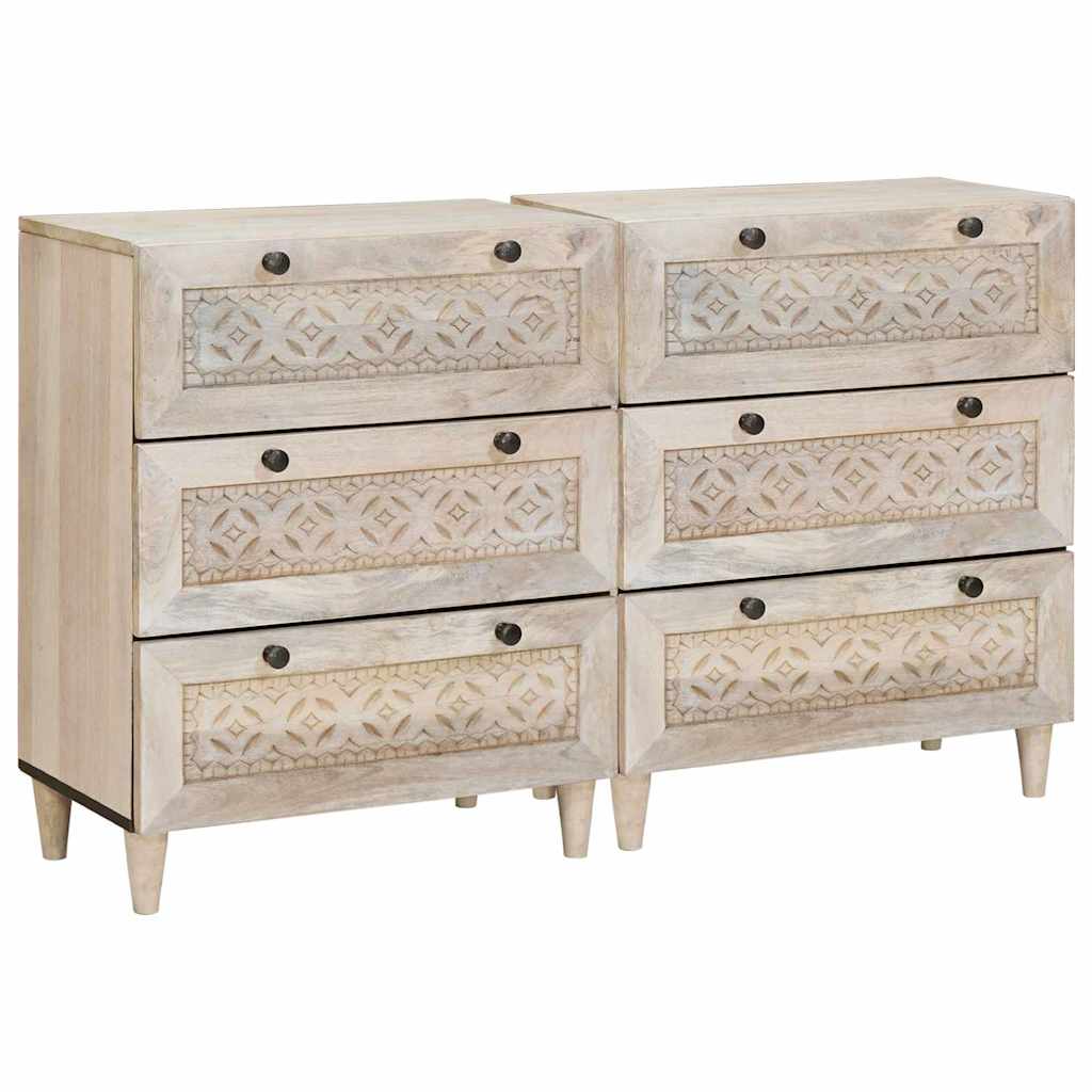 Sideboard 2 pcs White 60 x 33 x 75 cm Solid mango wood