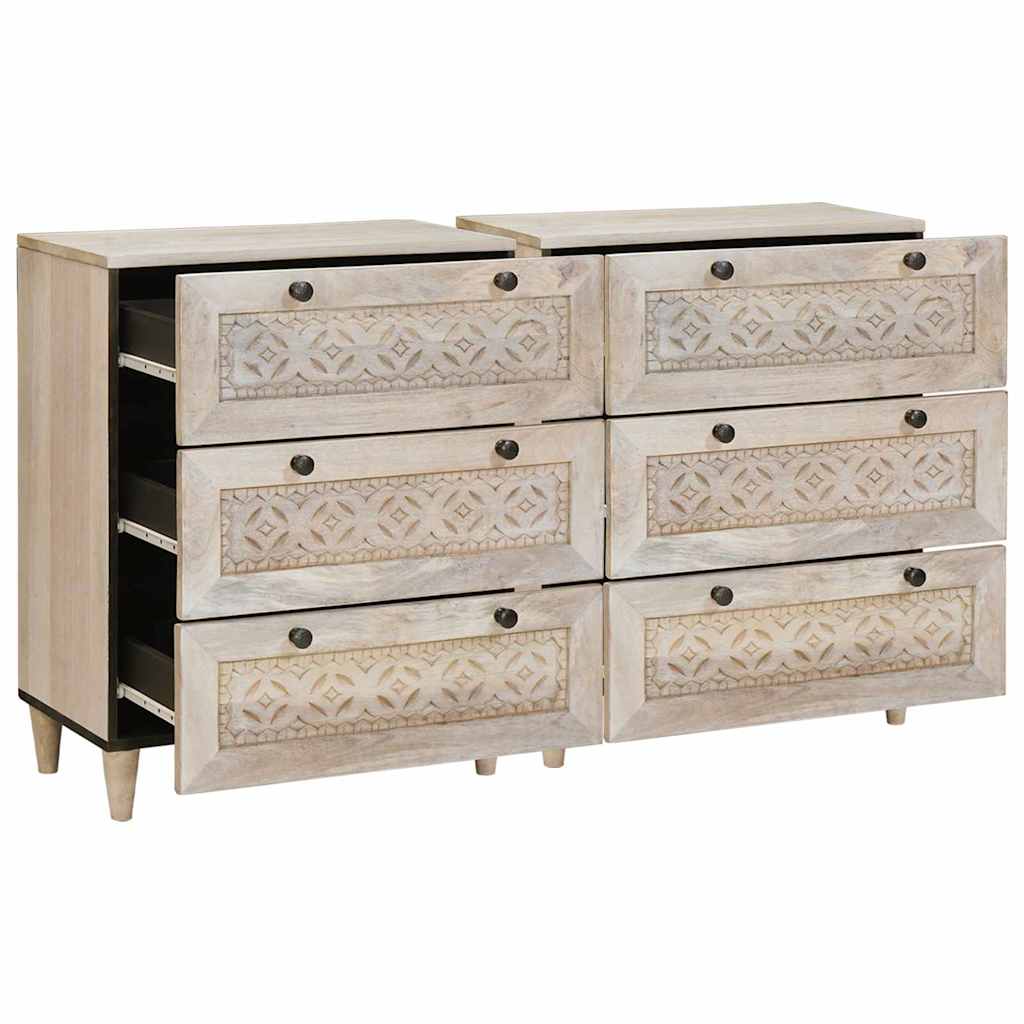 Sideboard 2 pcs White 60 x 33 x 75 cm Solid mango wood