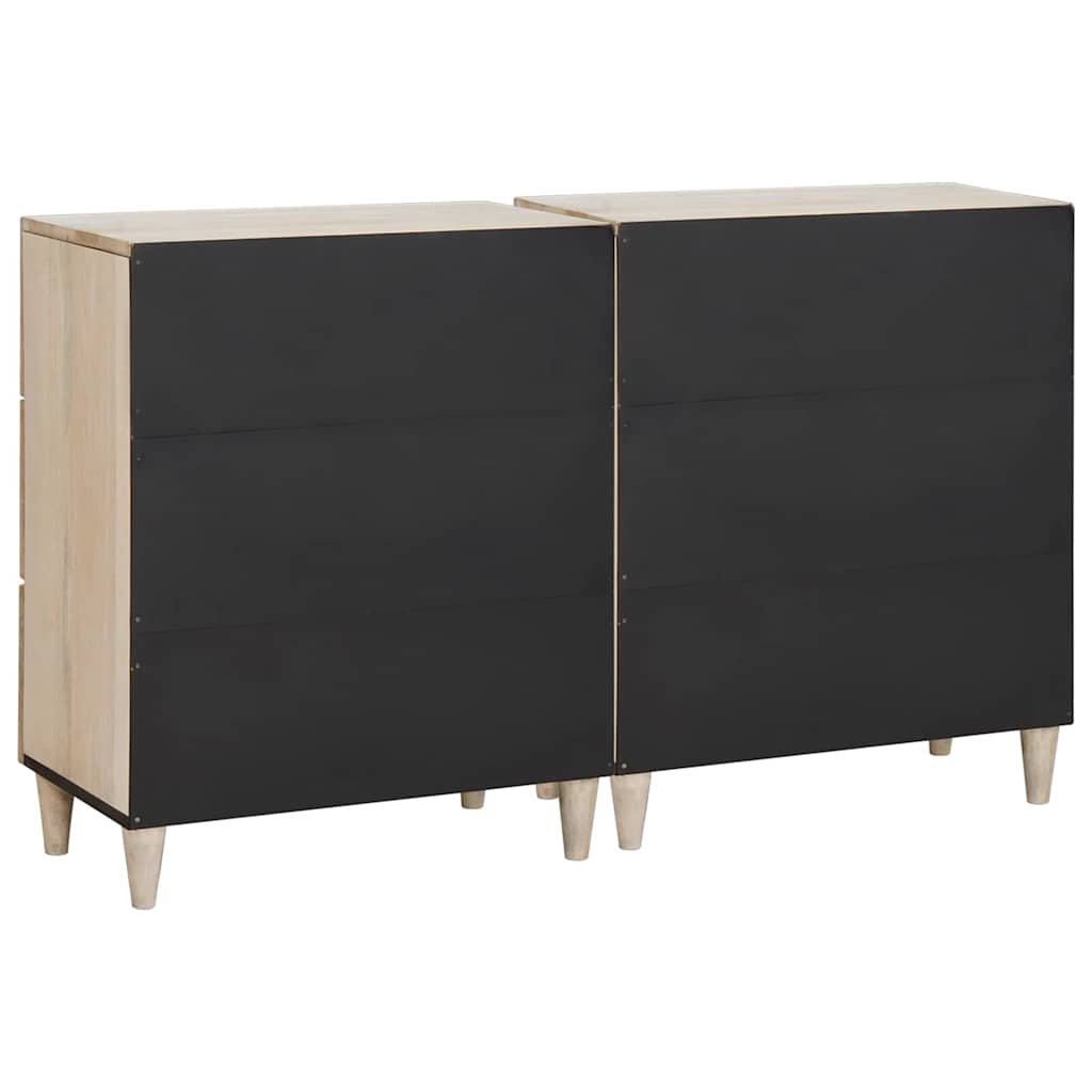 Sideboard 2 pcs White 60 x 33 x 75 cm Solid mango wood