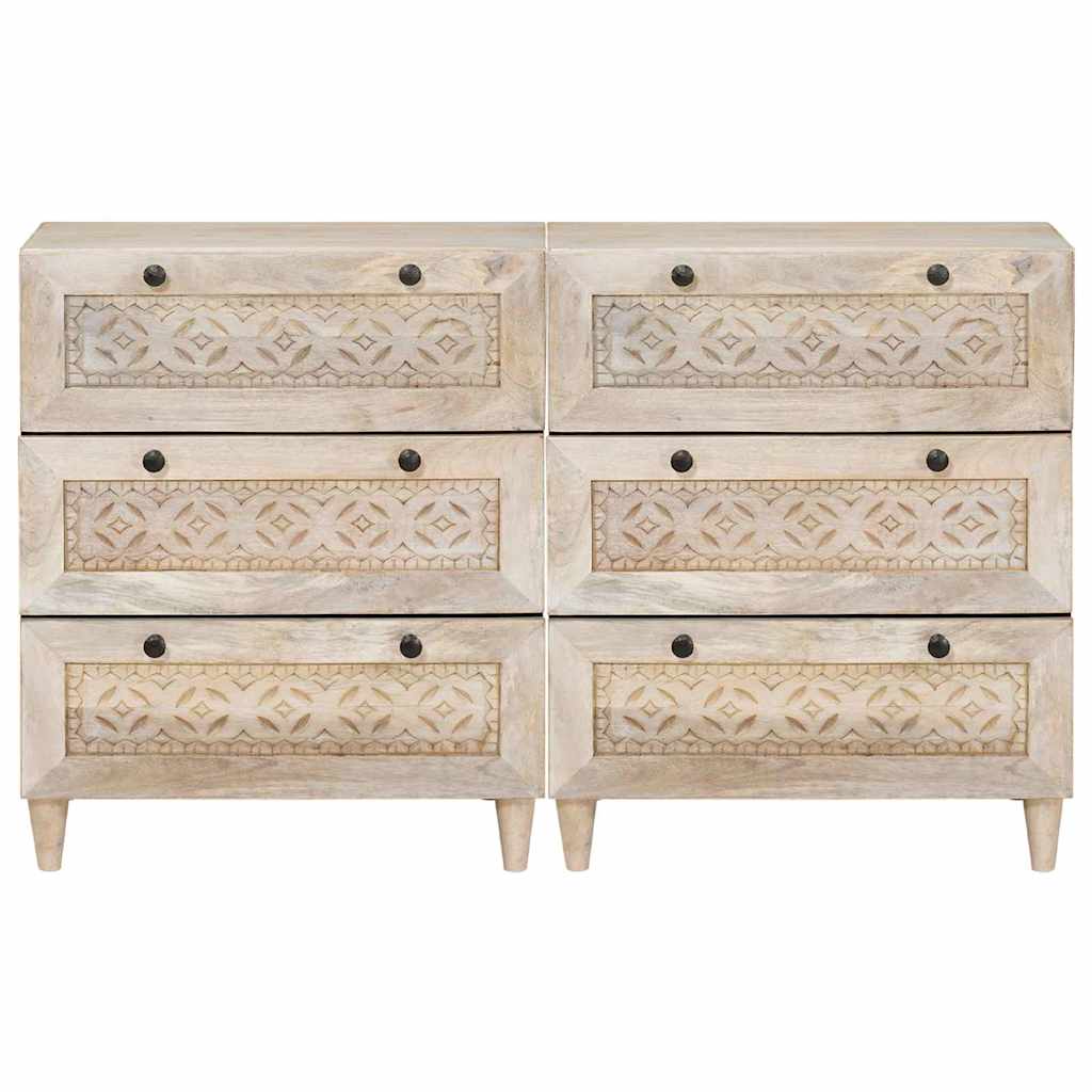 Sideboard 2 pcs White 60 x 33 x 75 cm Solid mango wood