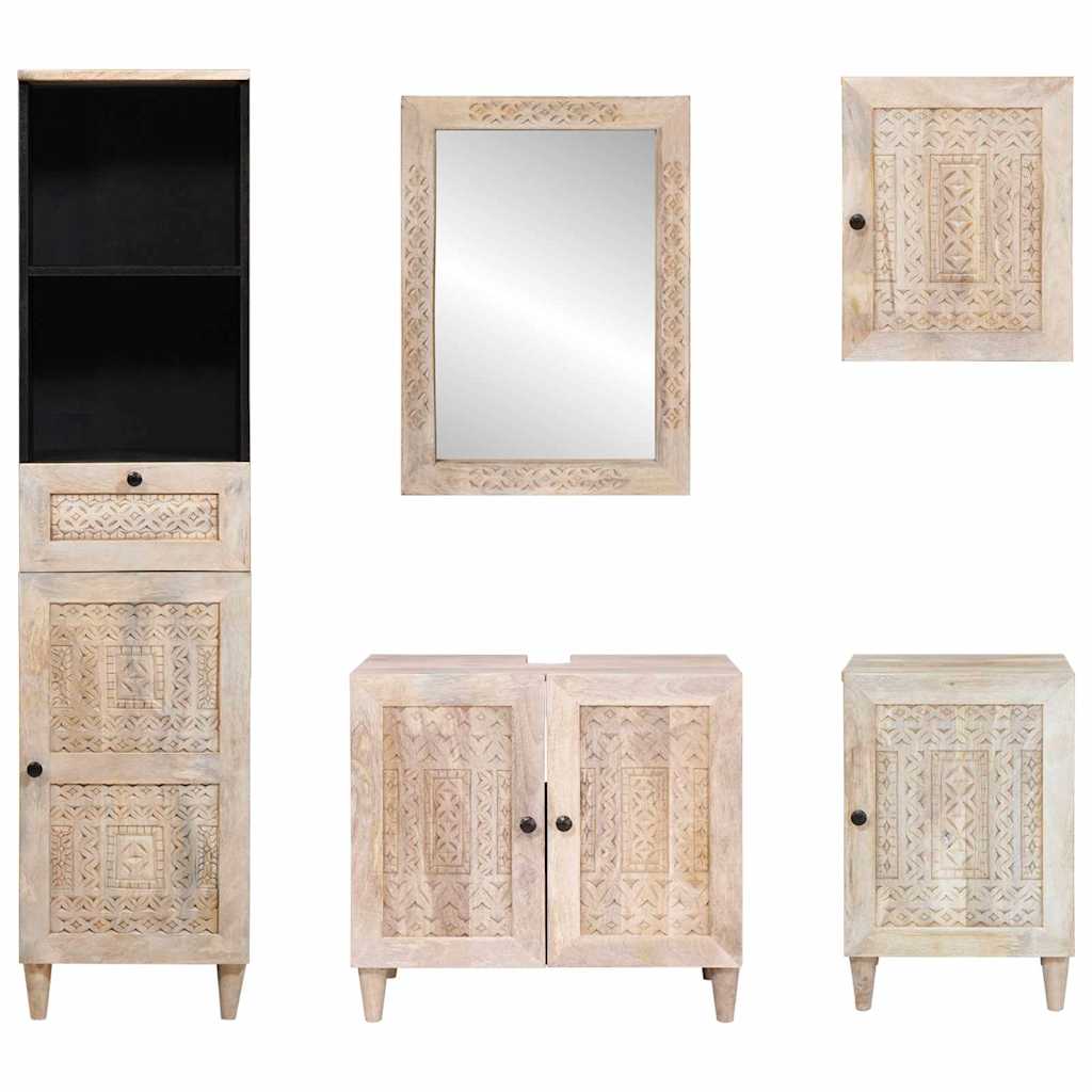 Bathroom Furniture Set with Drawer 5 pcs White 38 x 33 x 160 cm