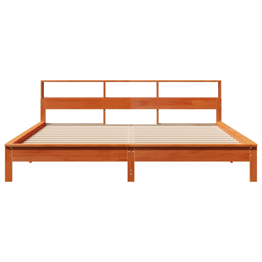 Bed Frame without Mattress Wax Brown 200x200 cm Solid Wood Pine