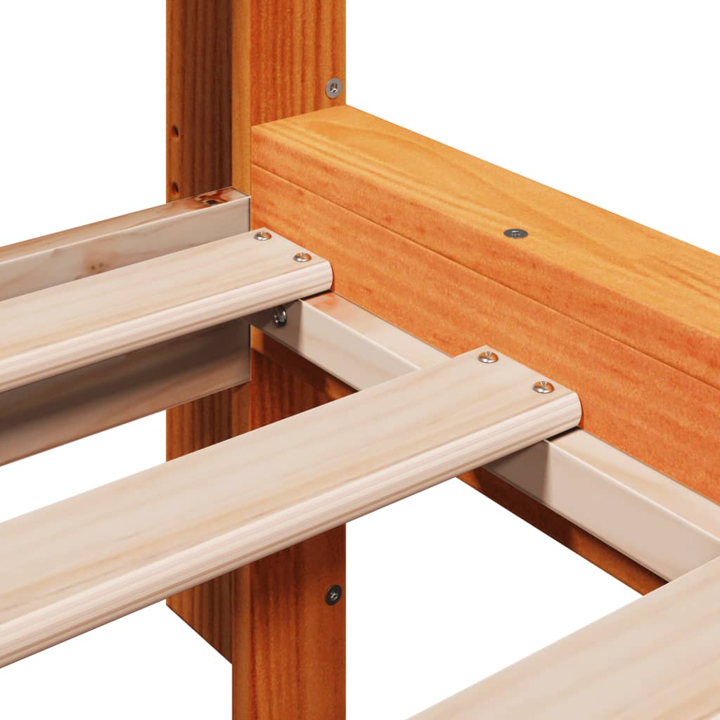 Bed Frame without Mattress Wax Brown 200x200 cm Solid Wood Pine