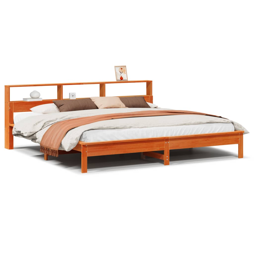 Bed Frame without Mattress Wax Brown 180x200 cm Super King Solid Wood Pine